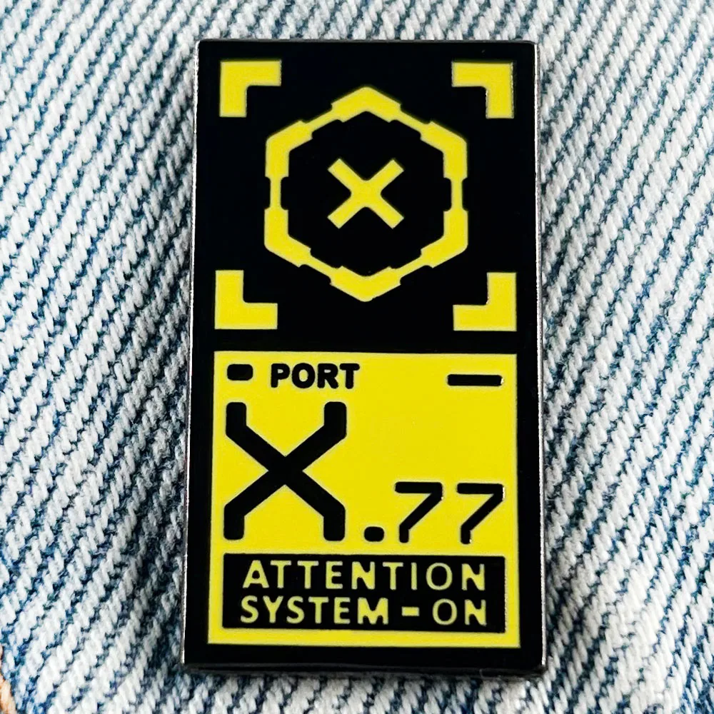 Punk 2077 Power Port Enamel Pin Attention System On Badge RPG Game Peripheral Gamer Cosplay Gift