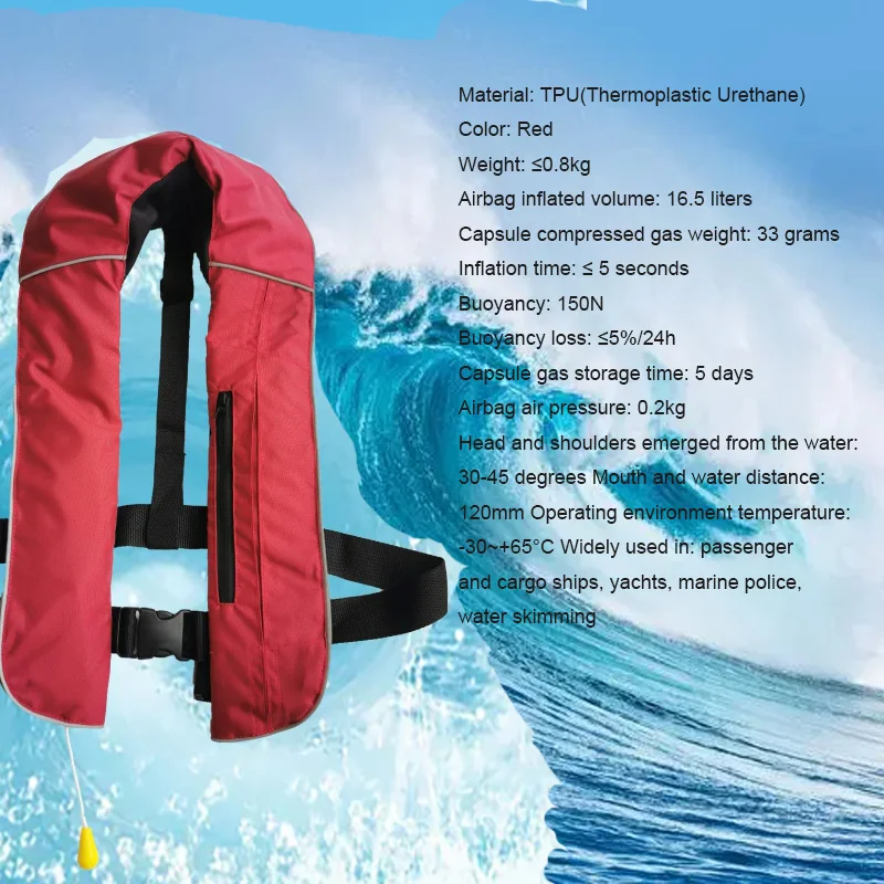 Pro-Auto Inflatable Life Jacket with Pocket, SOLAS Approved Marine Life Vest, Manual PFD150N for Surfing, EN396 Certified