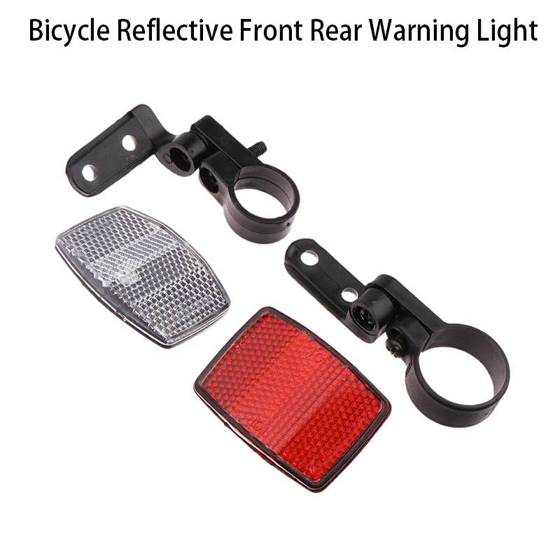 Bike Front Rear Reflector Set Red White Handlebar Mounting Bracket Warning Light Safety Lens Bicycle Accessories