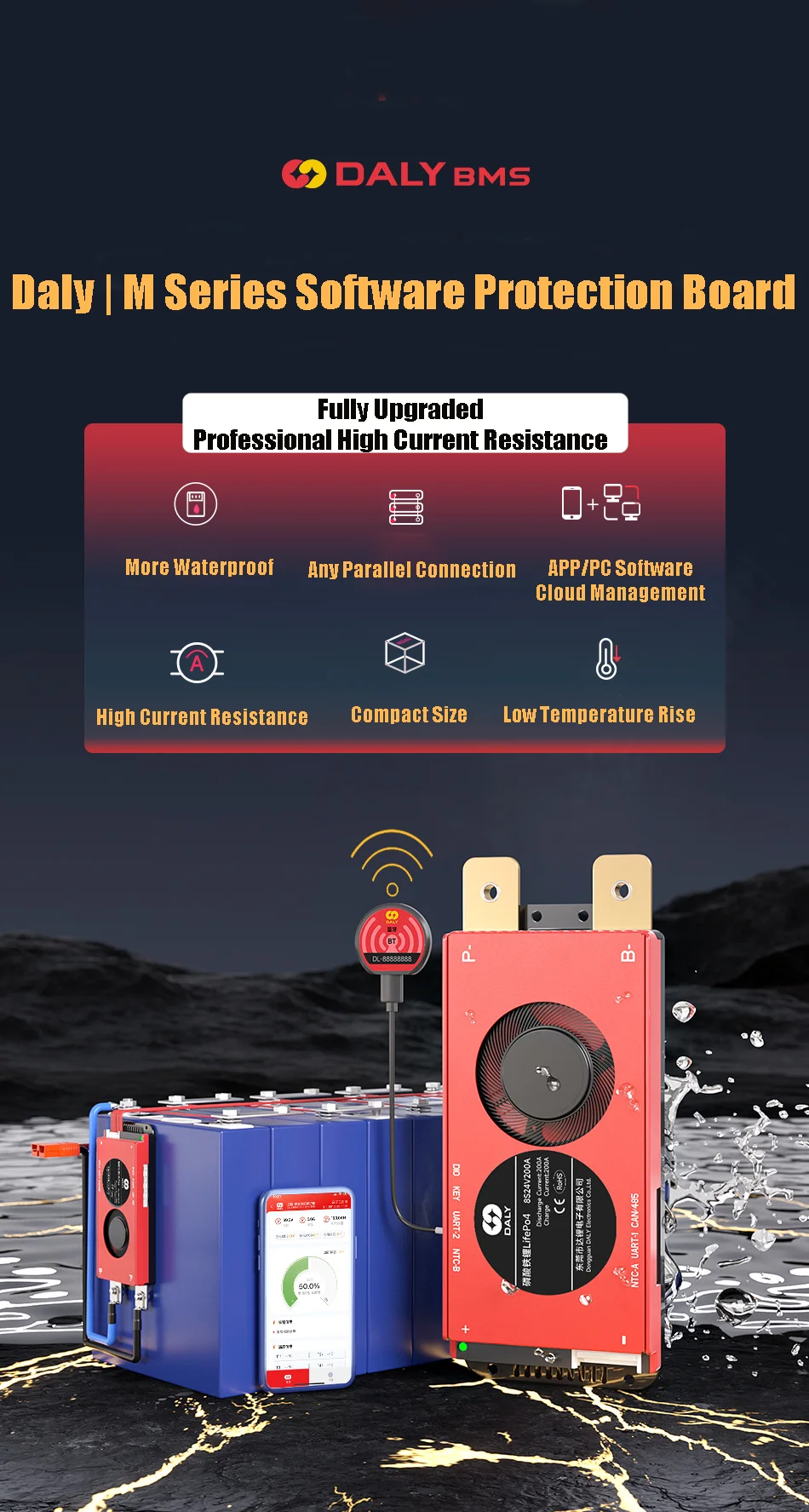 Smart BMS 4S Lifepo4 8S 100A 150A مع بلوتوث لـ Inverter Solar RV مع التوازن