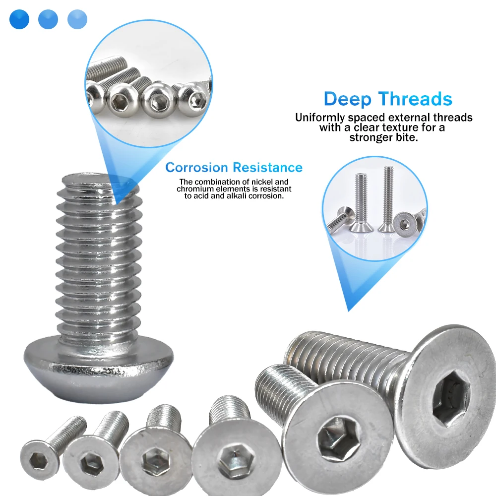 M2 M2.5 M3 M4 M5 M6 M8 A2 круглые винты из нержавеющей стали или с плоской потайной головкой DIN7991 шестигранный винт ISO7380 5-55 шт.