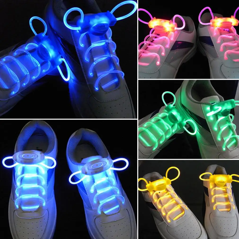 1 paio di lacci per scarpe sportive a LED Flash Light Glow Stick Strap lacci per scarpe da discoteca Party Club lacci piatti lacci per scarpe a cravatta a caldo