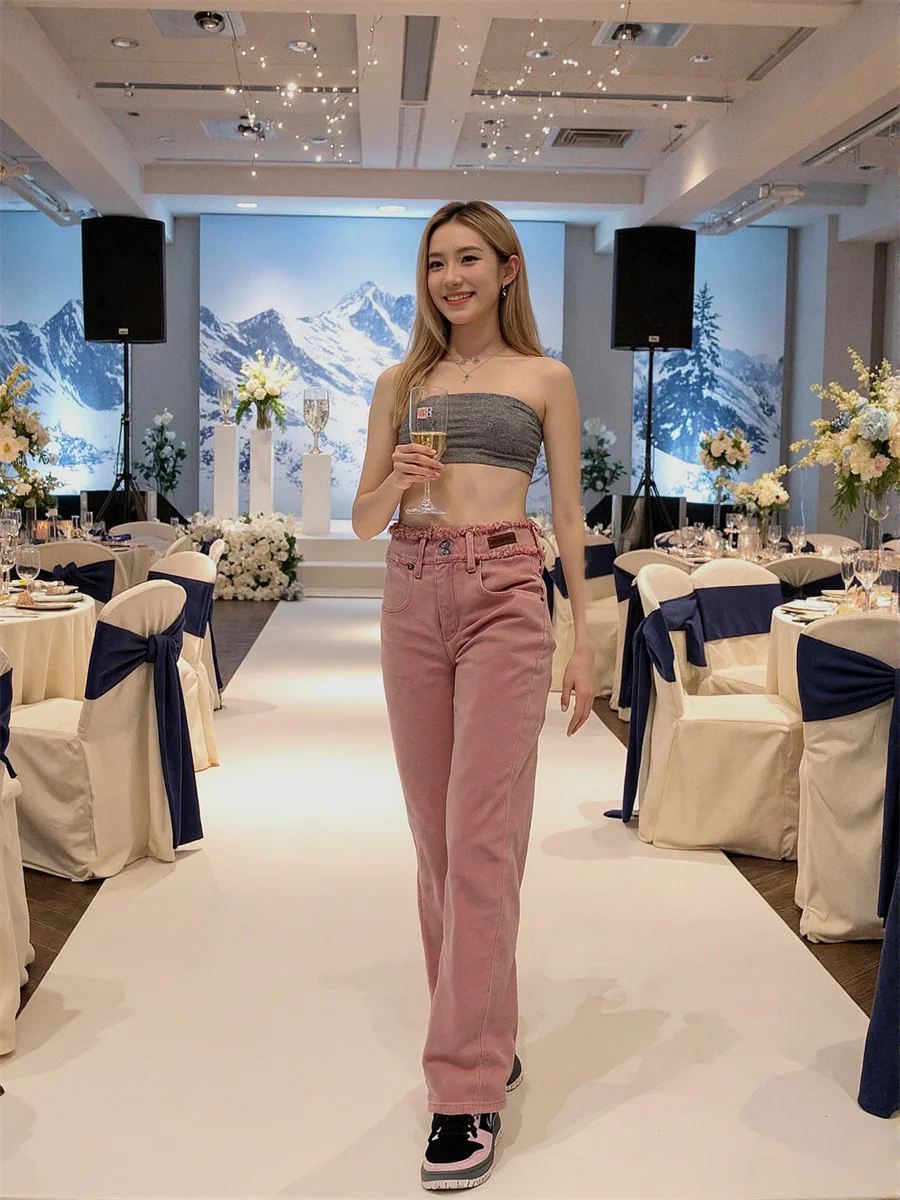 Hoge taille wijde pijpen jeans voor meisjes denim broek dameskleding herfst dames rechte pijpen Europese stijl feestkleding nachtclub casual