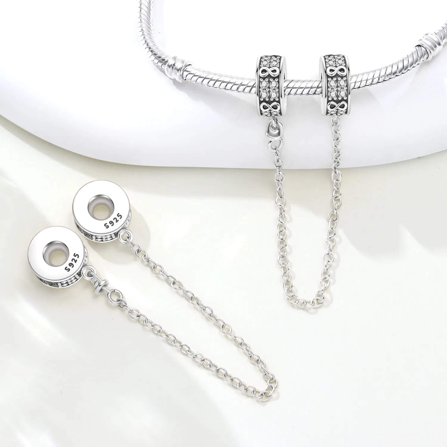 925 Sterling Silber Zirkon Pfirsichherz Ewiger Schmetterling Sicherheitskette Passend für Original-Armband DIY Schmuck-Befestigungs-Charm 2026 – Detail 30
