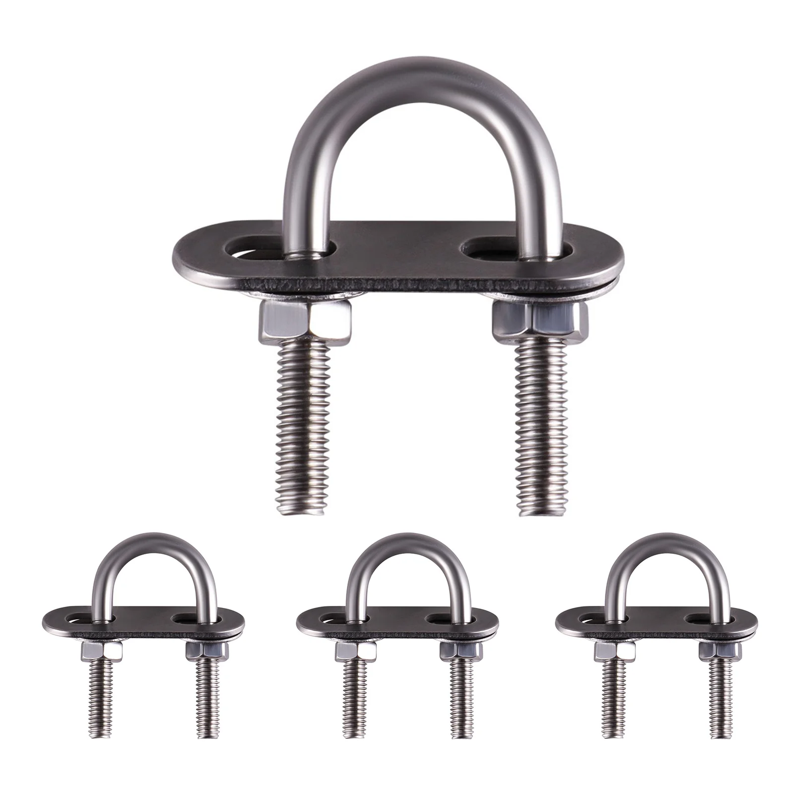 4 Sets M6 Stainless Steel U-Shaped Fasteners With Nut Plate Washer Stainless Steel Curved U-Bolts Clamp With Baffle Combination