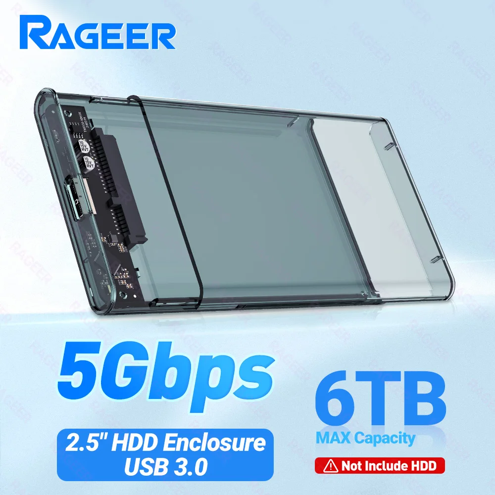 

RAGEER 2.5" HDD Enclosure External Hard Drive Case USB3.0 To SATA 3.0 5Gbps Hard Disk Enclosure for 7mm/9.5mm 2.5" HDD