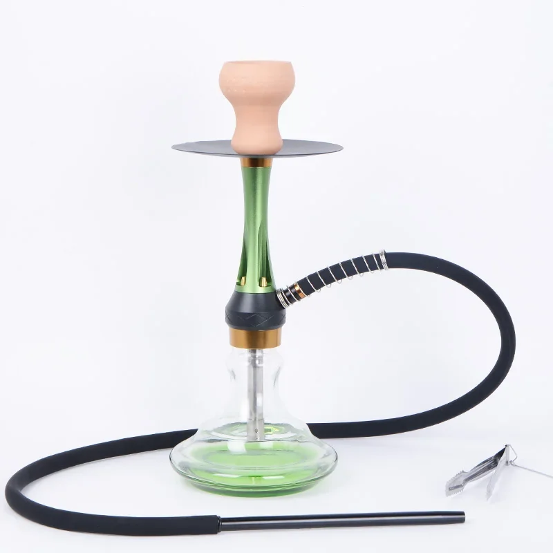 

High-quality new aluminum alloy hookah pipe Medium-sized single-tube hookah A set of hookah glass