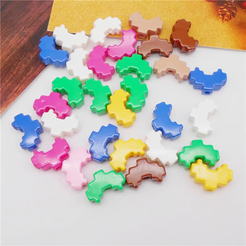 10PCS/Set Plastic Pixel Heart Shape Beads Random Mixed Assemblable Spacer Bead Bracelet Jewelry Making Handmade Accessory