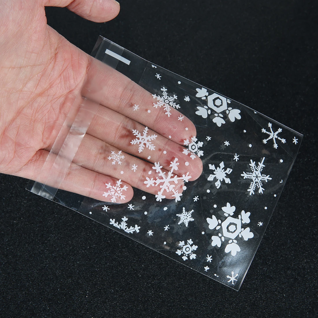 100pcs Snowflake Candy Bags Christmas Transparent OPP Self-sealing Cookie Packaging Plastic Bag Xmas Party Decorations Gift Bags
