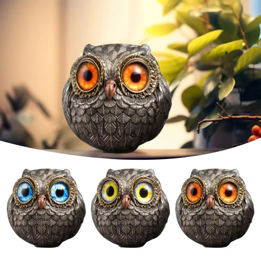 Cute The Wise Watcher of The Felt Lucky Owl Guardian Realistic Owl Beads Pendant Mini Owl Statue Energy Lucky Decor Home Decor