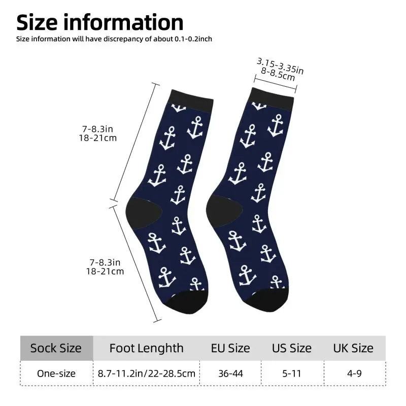 Anchors Funny Socks Novelty Casual Crew Socks Athletic Sports Dress Socks Contrast Color Design for Women Men Gift