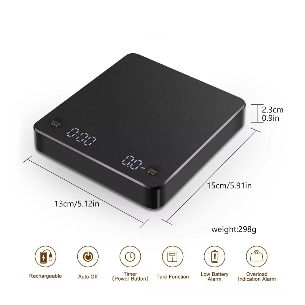 Nano Coffee Scale with Timer Espresso Scale Auto Peel Touch Sensor And Silicone Lid for Precise Tasting Home Brewing