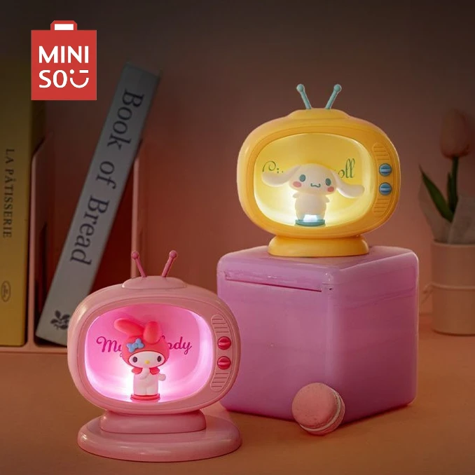 Original MINISO Sanrio Ornament Night Light Hello Kitty Kawaii Room Decoration Girls Gift