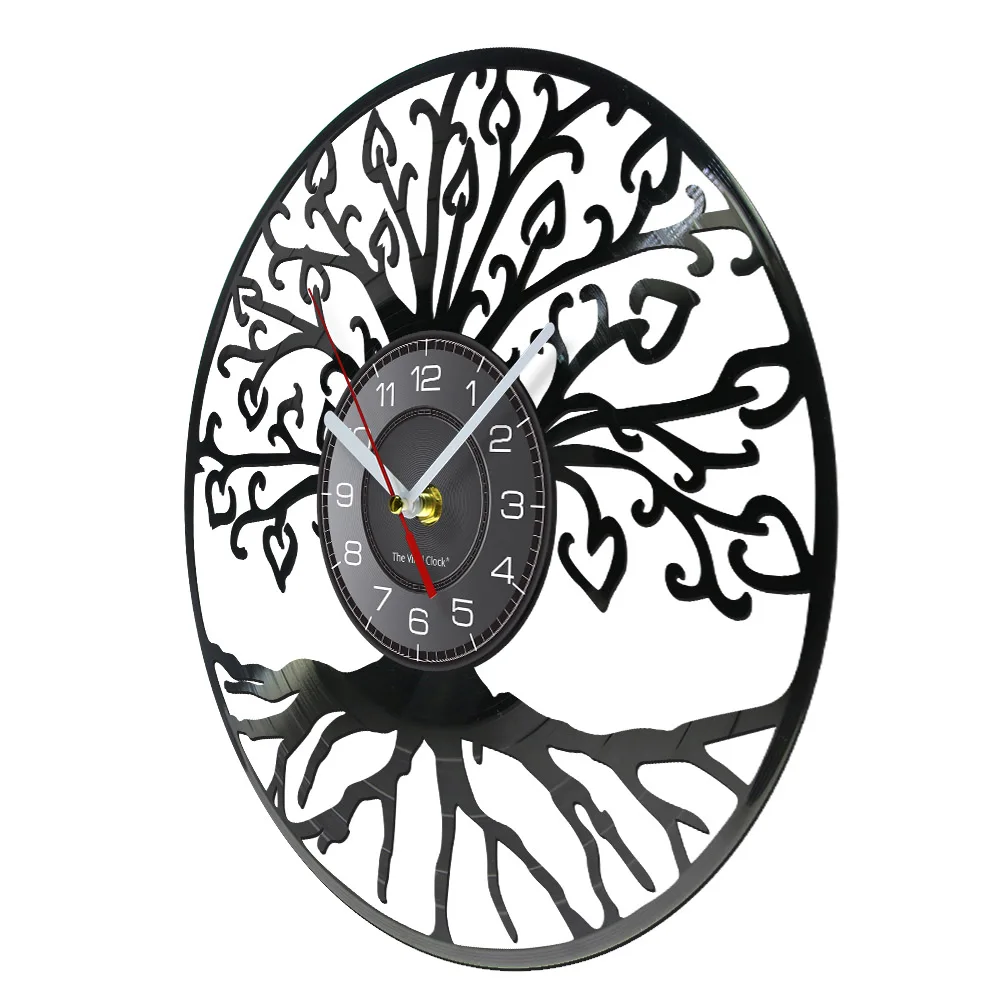 Tree of Life Retro Vinyl Record Wall Clock Living Room Kitchen Family Tree Retro Vinyl Longplay Wall