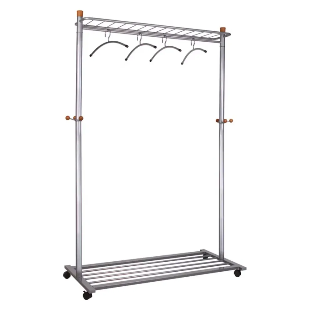 OEM ODM Metal Wheel Coat Stand Powder Coating Finish Movable Clothes Rack