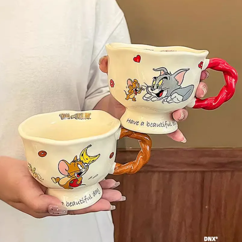 New Hot Disney Tom And Jerry Cute Cartoon Mugs Children'S Cups Ceramic Cups Girls' Office Coffee Cups Party Gifts Birthday Gift