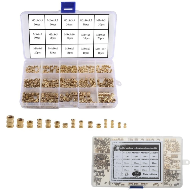 Insert 330pcs Female Thread Brass Knurled Embedment Assortment Tool Accessories