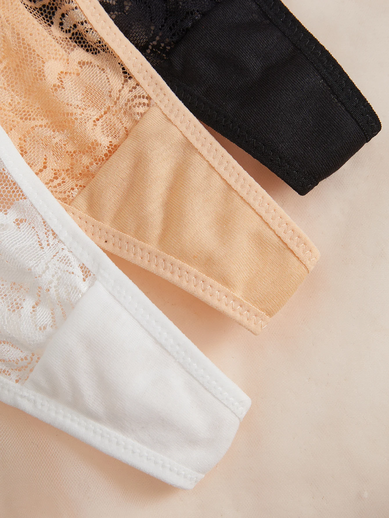 3-teiliges Set Spitzen-Stringtangas für Damen, sexy, verstellbarer dünner Bund, Intimwäsche – Detail 15