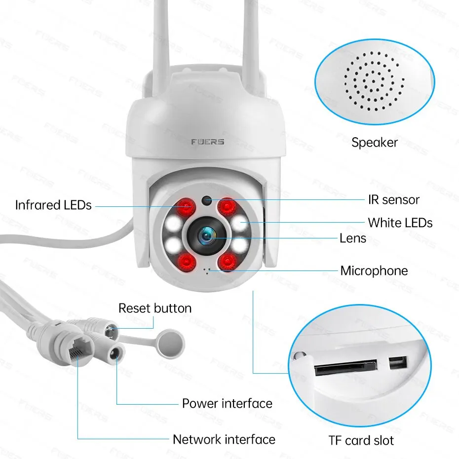 FUERS 3MP 5MP WIFI IP Camera PTZ Control Outdoor Two Way Audio Human Detection Auto Tracking H.265 CCTV Security Camera