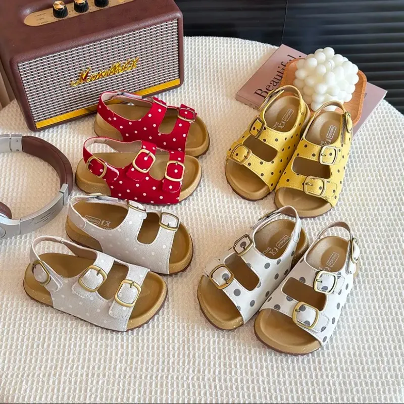 

Girls Beach Shoes Sweet Polka Dots Soft Sole Kids Princess Sandals Open Toes 2026 Summer New Children Casual Sandals Non-slip