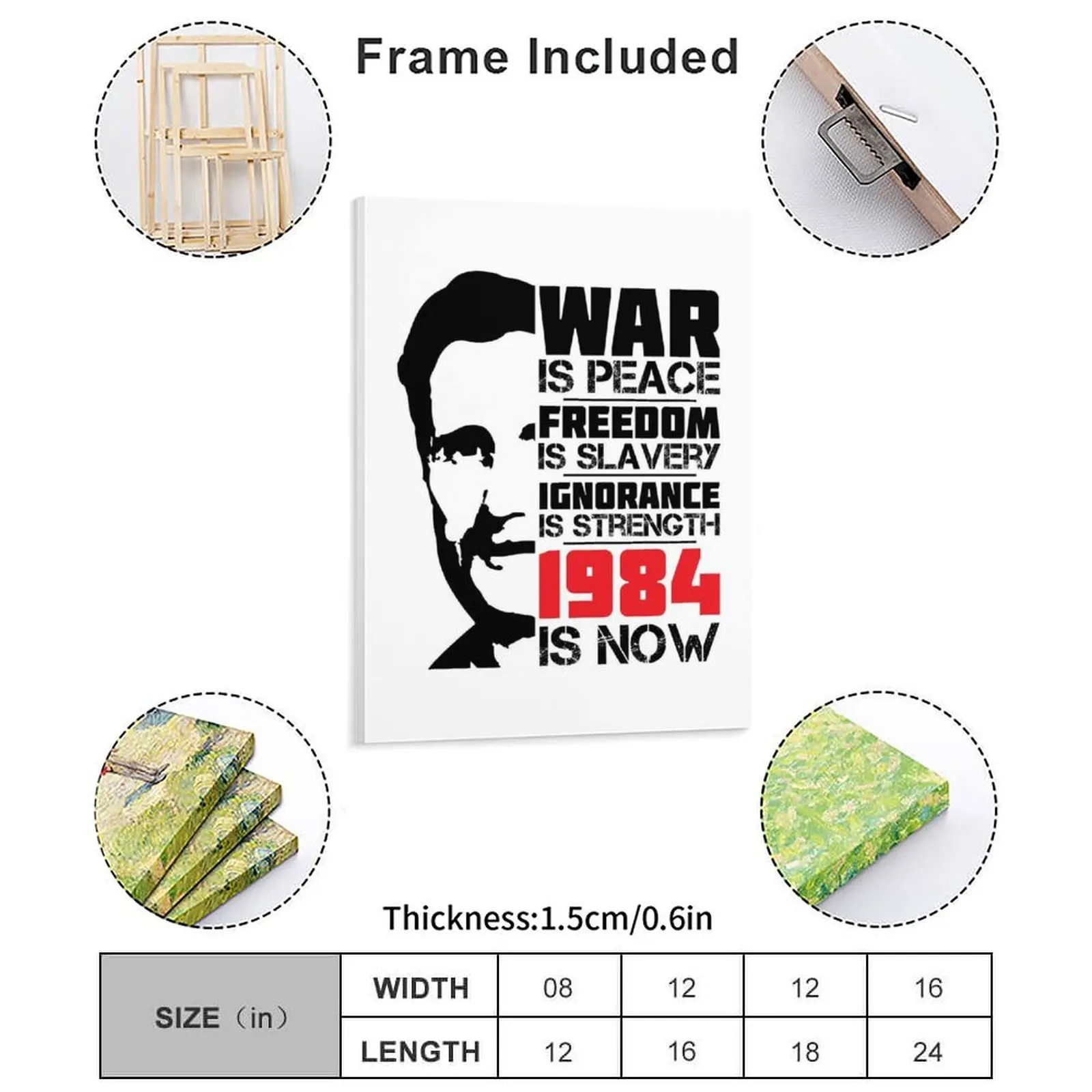1984 Is Now George Orwell Canvas Painting Custom Home Wall Decor Wall Cave Garage Plaques Framed Wall Paintings