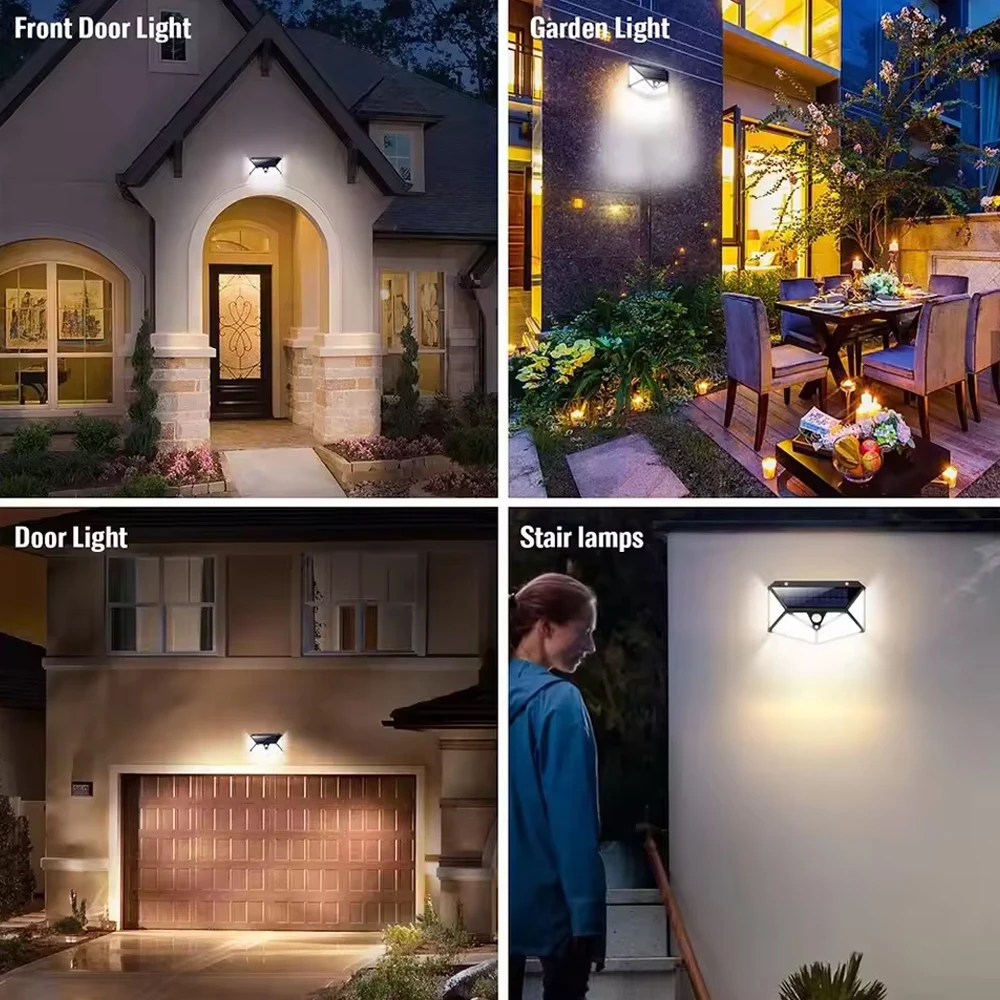 1/2/4 Pack, Outdoor Solar Patio Wall Light, Garden Home Wall Decor 100 LED Exterior Wall Light image 6