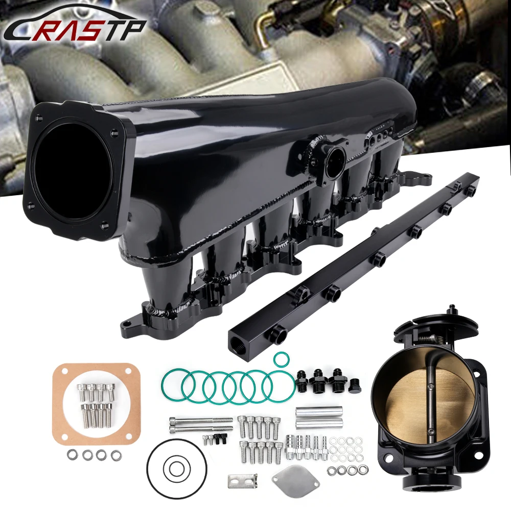 

RASTP-Intake Manifold with Fuel Rail 90mm Throttle Body Kit For Toyota Supra Mk42jz-ge Black CR1858