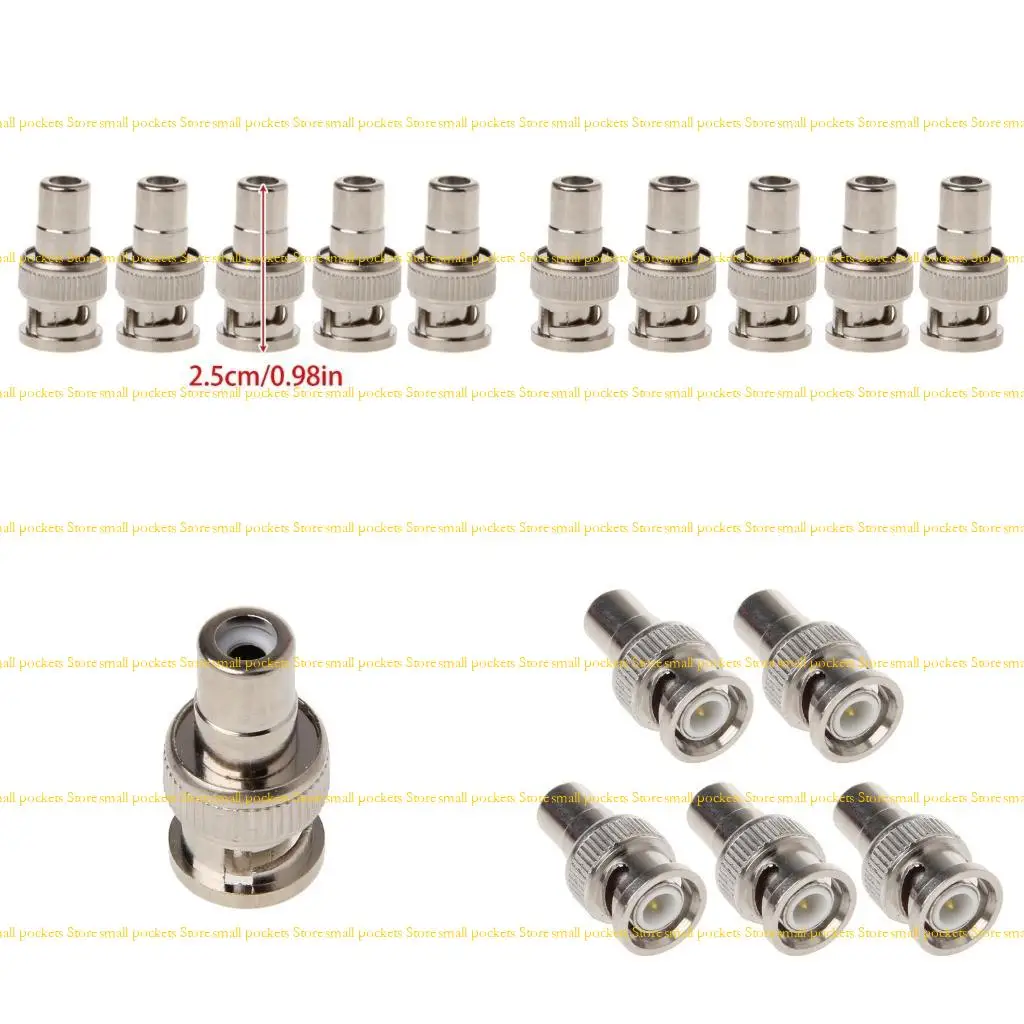 R1WD 5x BNC Male To RCA Female Coaxial Connector Adapter For CCTV Video