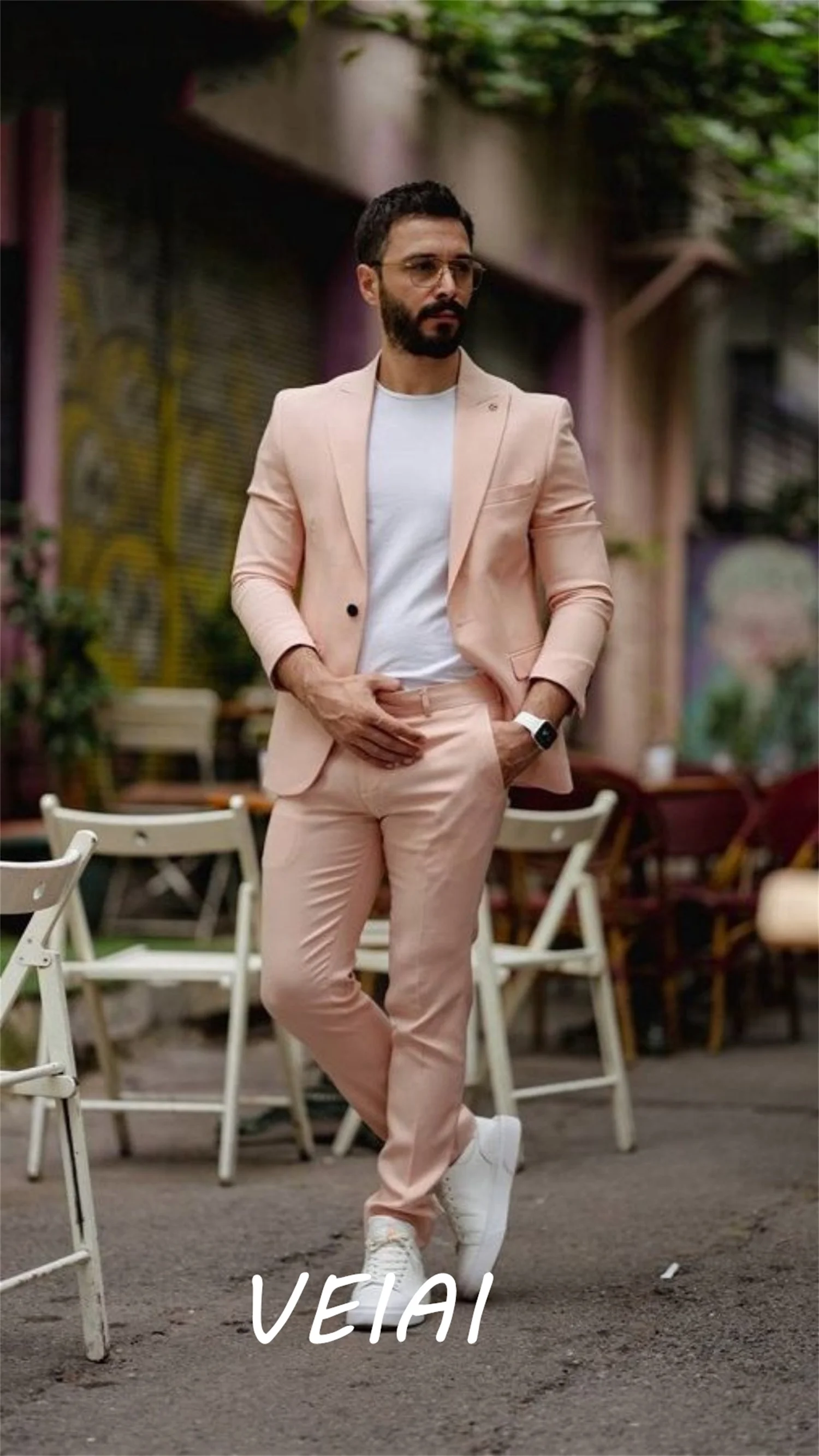

Summer Men Suits 2 Pieces Peaked Lapel One Button Blazer Sets Casual Party Daily Suit ternos de moda Jacket+Pants
