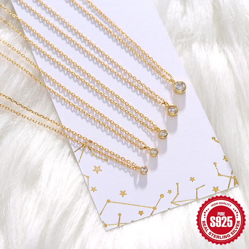 

AIDE стерлингового серебра 925 пробы, разные размеры, круглая подвеска с цирконом, ожерелье для женщин, свадебные украшения, подарок на годовщину