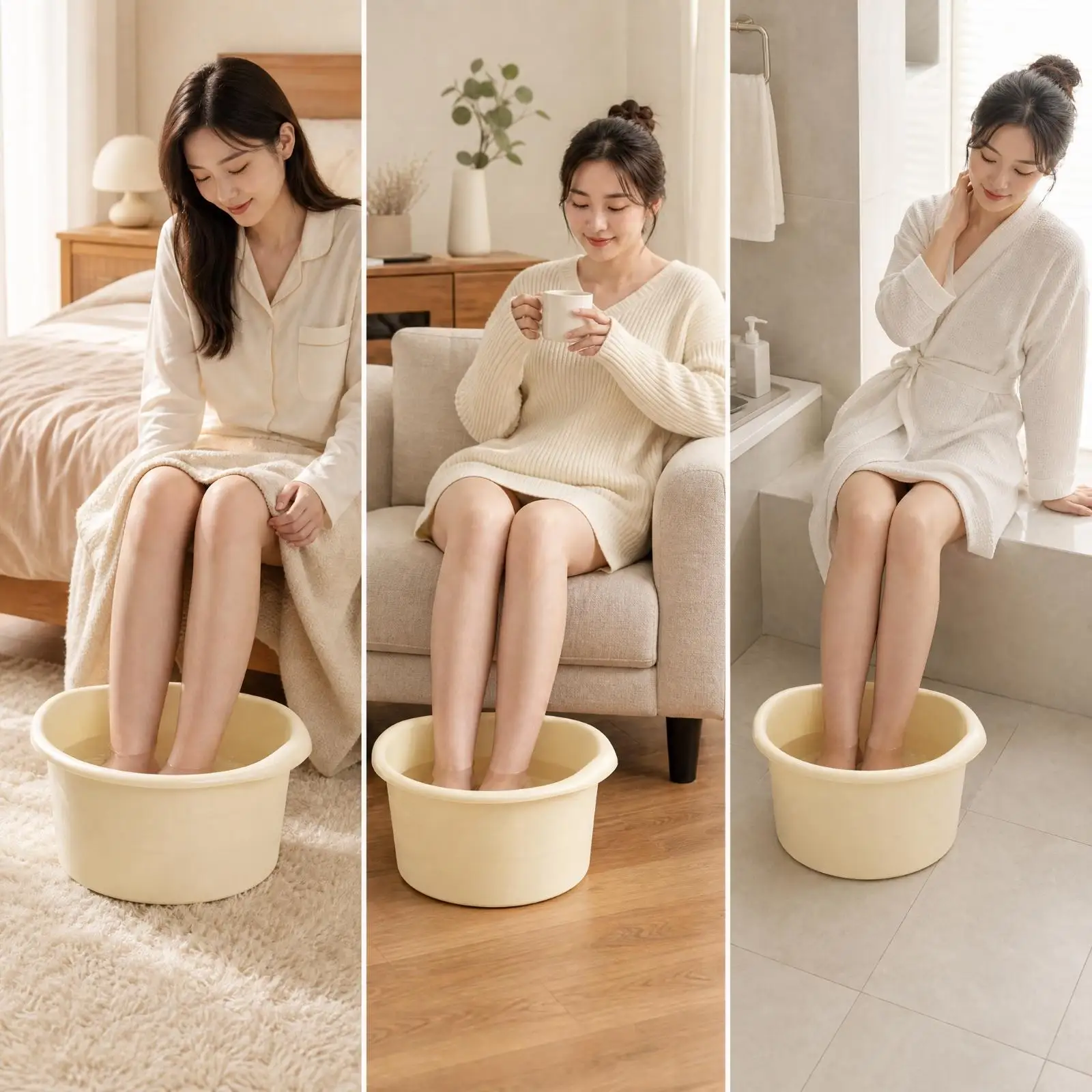 Foot-Soaking Basin Lightweight Polypropylene Foot Basin Portable for Adults, Evening Routines, Cold Weather Self-Care, Reading