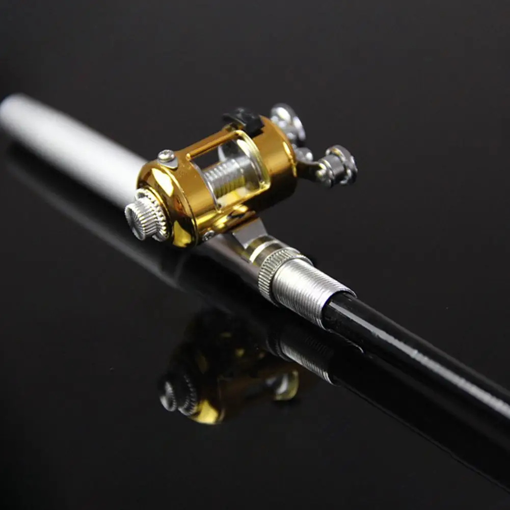 Portable Fishing Pole Fishing Reel + Rod Set Pocket Telescopic Mini Fountain Pen Style Ice Fishing Pole Reel for Angling