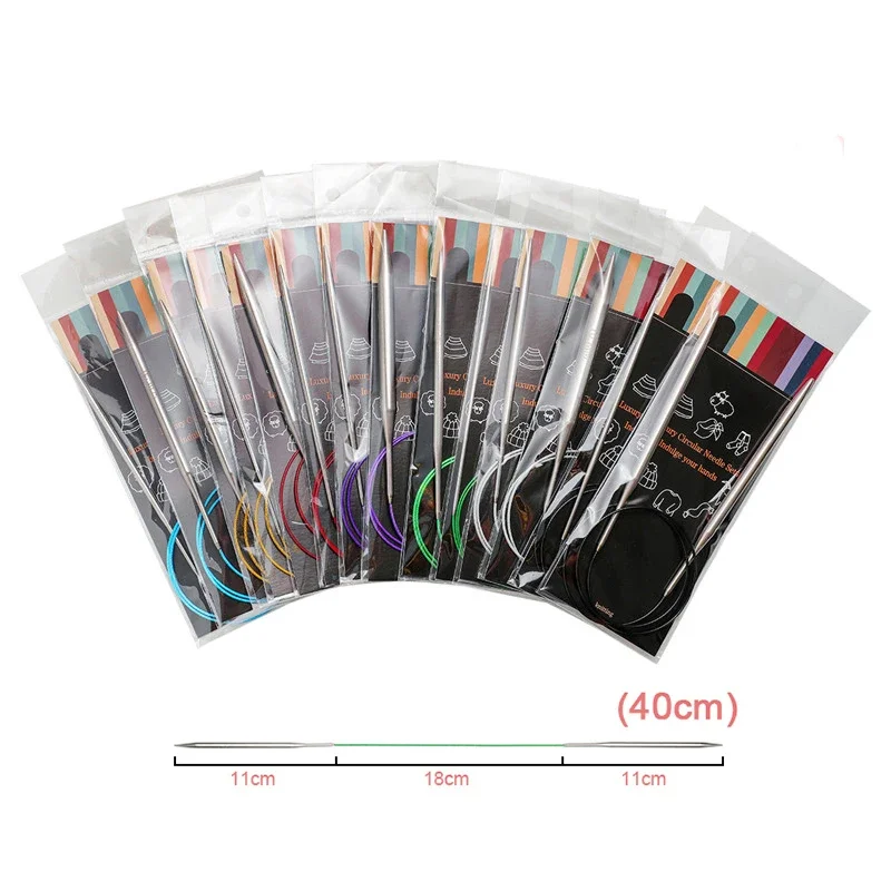 Metal Circular Crochet Needle Kit, Ergonomic Chopsticks Set with Soft Tube for Crocheting, 40 cm, 100cm, 1Pc per Pack