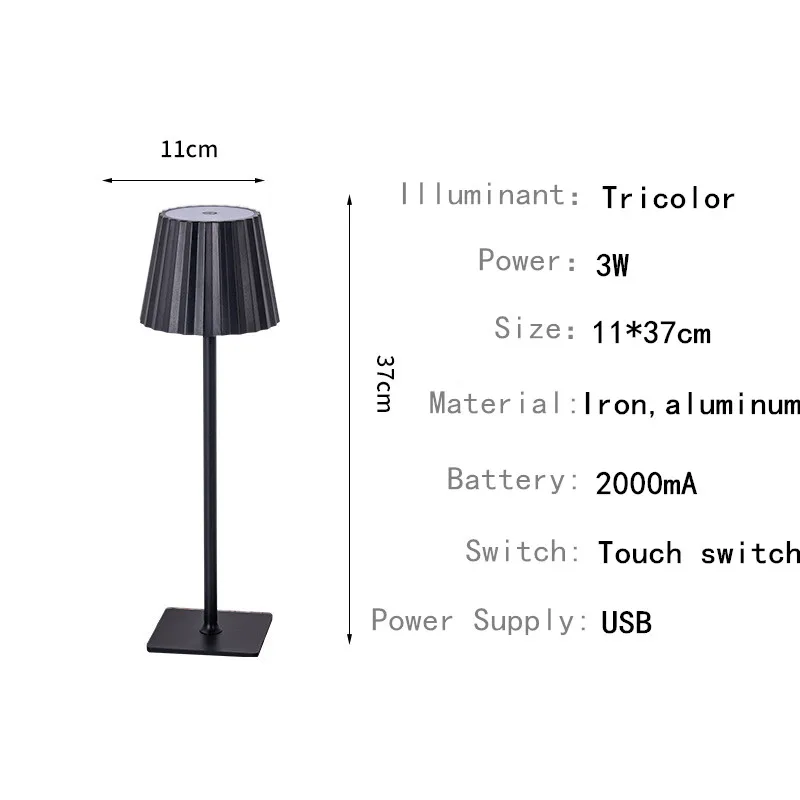 3W LED Desk Lamps Three Level Brightness Dimmable Table  Book Light Rechargeable Table Lamp Decorative Atmosphere Night Lighting