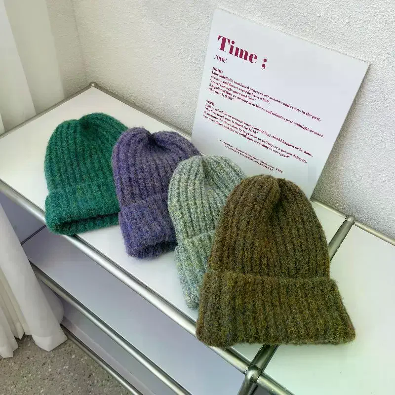 Topi Rajut Musim Dingin Mode Korea Warna Permen Topi Rajut Hangat Kasual Luar Ruangan Lembut Hangat Model Slouchy Untuk Wanita Hadiah