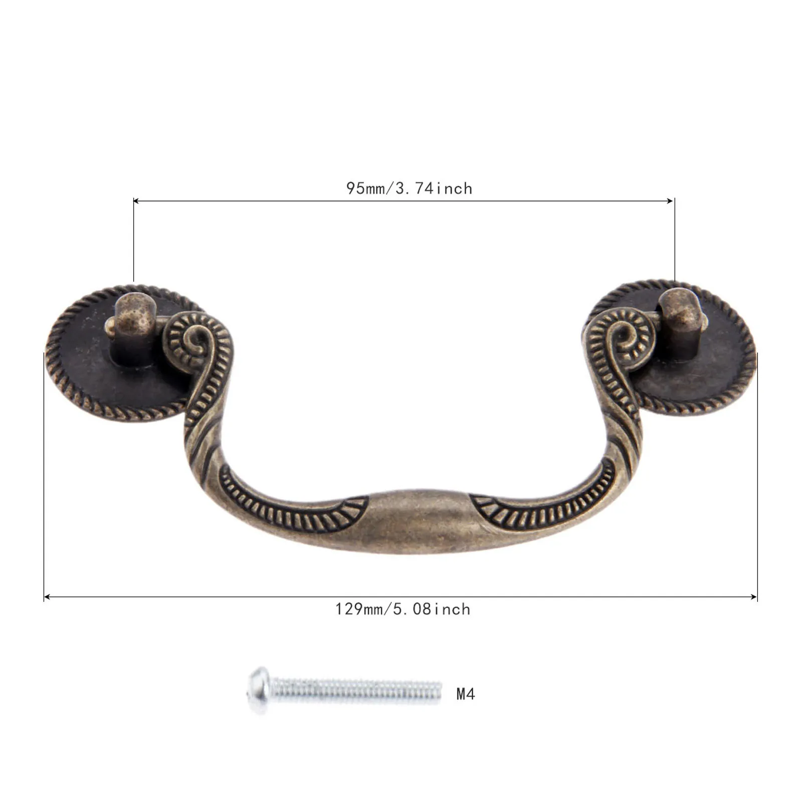 1pc Retro Knob Cupboard Door Kitchen Cabinet Wood Jewelry Box with screws 129*55mm Furniture Hardware