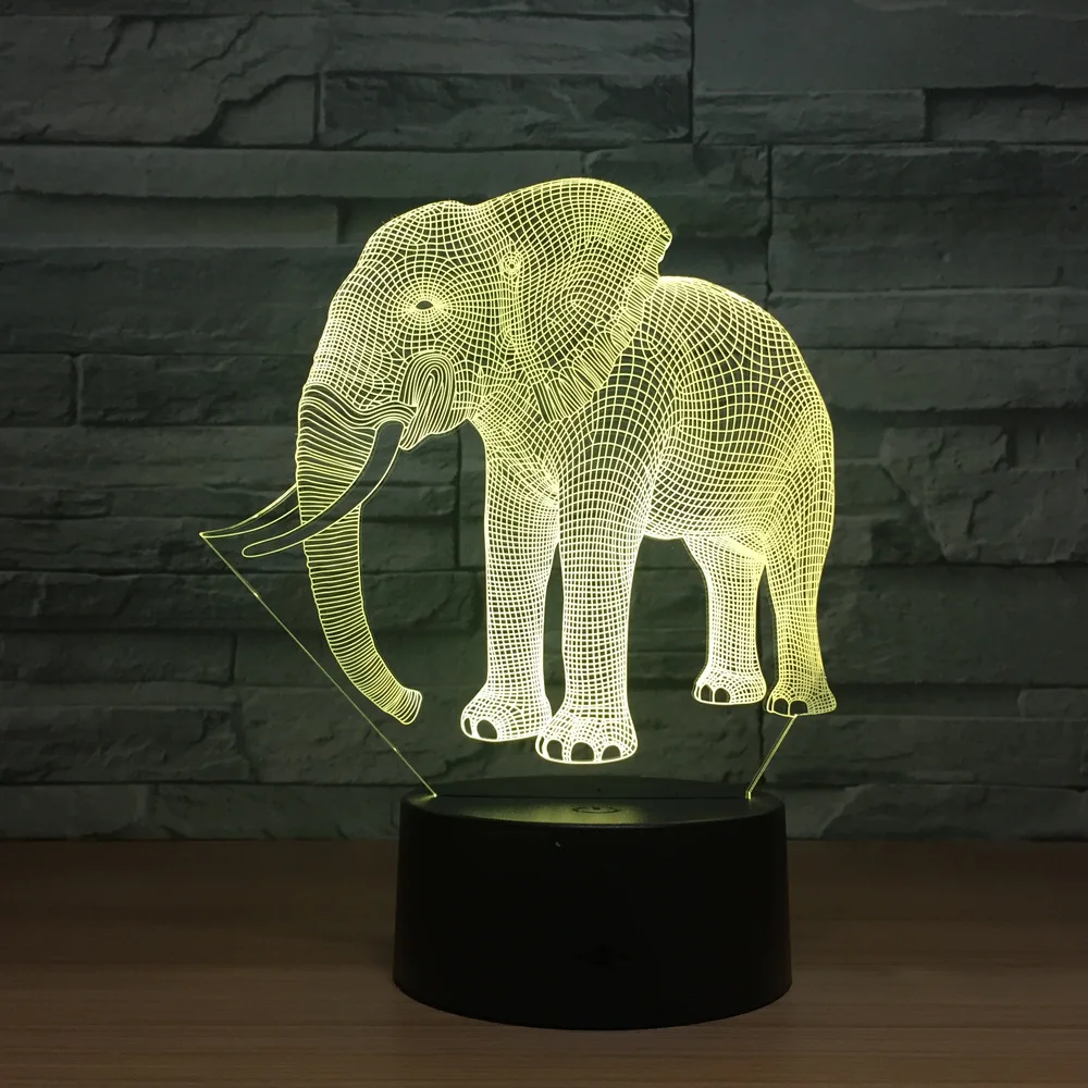 

Elephant 3d Colorful Led Lamp Acrylic Luminaria De Mesa Usb Led 3d Lamp Christmas Decorations Gift For Baby Room Lights