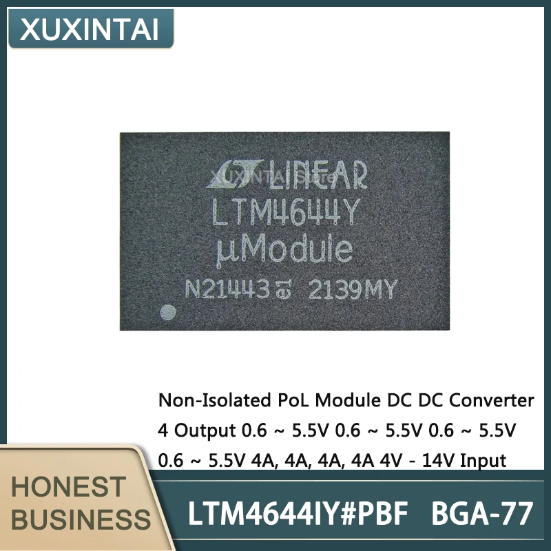 

1 ~ 5 шт. новый оригинальный LTM4644IY # PBF LTM4644IY Неизолированный модуль PoL Преобразователь постоянного тока в постоянный 4 выхода 0,6 ~ 5,5 В 0,6 ~ 5,5 В BGA-77