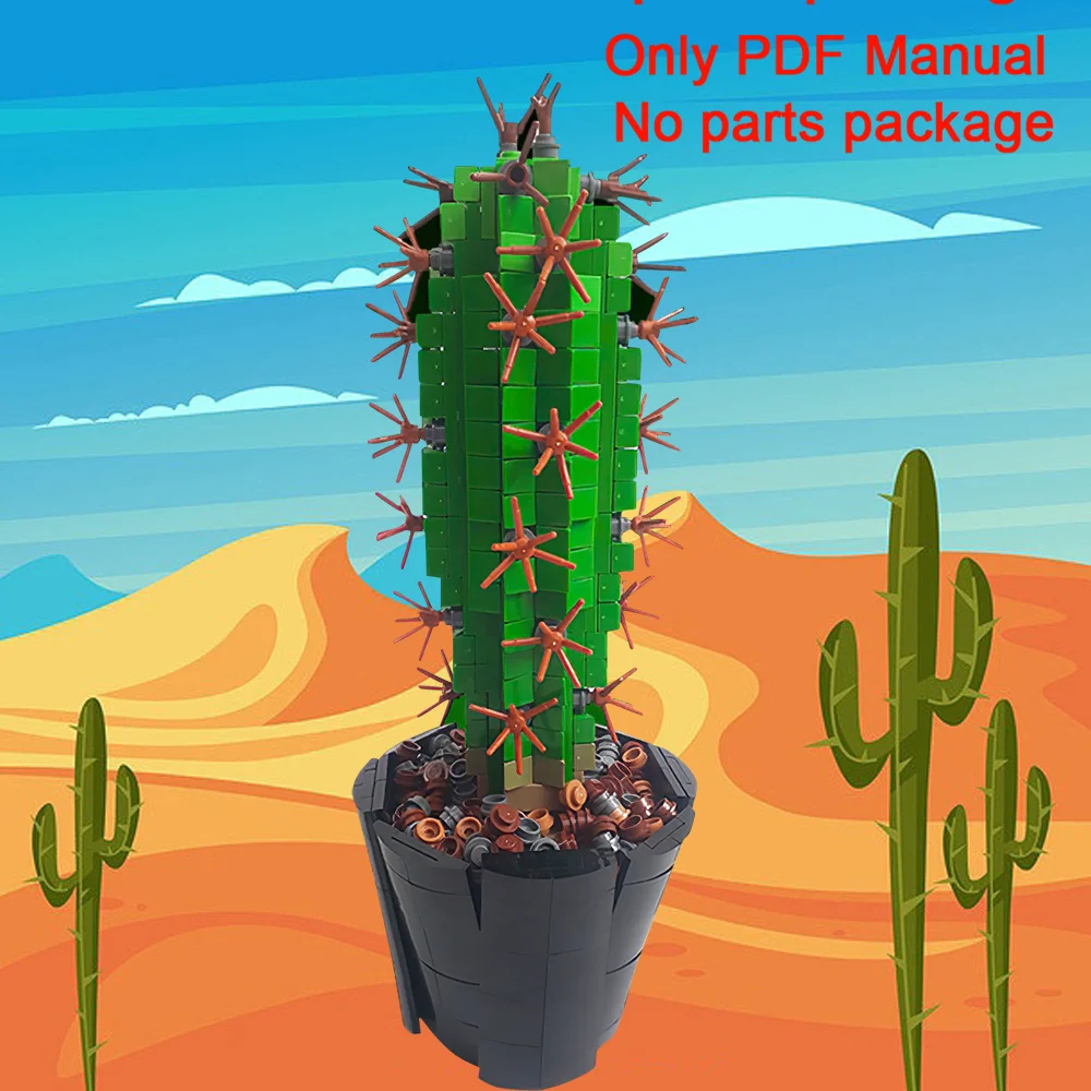 

MOC Mini Saguaro Cactus Building Blocks PDF Manual Green Plant Parts List(Only PDF Manual,No parts）