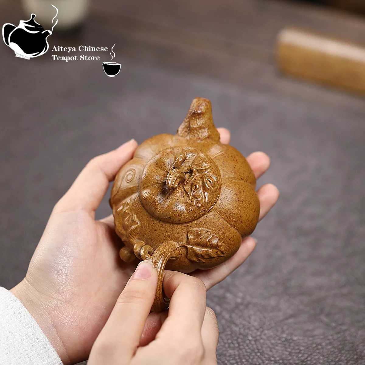 Yixing purple clay teapot original ore section mud wood fired pumpkin teapot Kung Fu tea set Chinese teapot small capacity 130ml