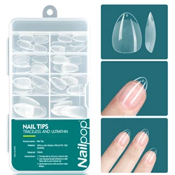 Nailpop Soft Gel Tips for Nails Acrylic Material Short Medium Length Artificial Nail Capsule Accessories and Tools 120pcs/box