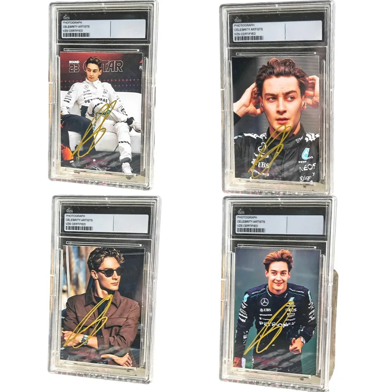 Motorsport Trading Cards Fan Made DIY Facsimile Signature George Russell 4 Promo Photo for Serious F1 Racing Hobby Collectors
