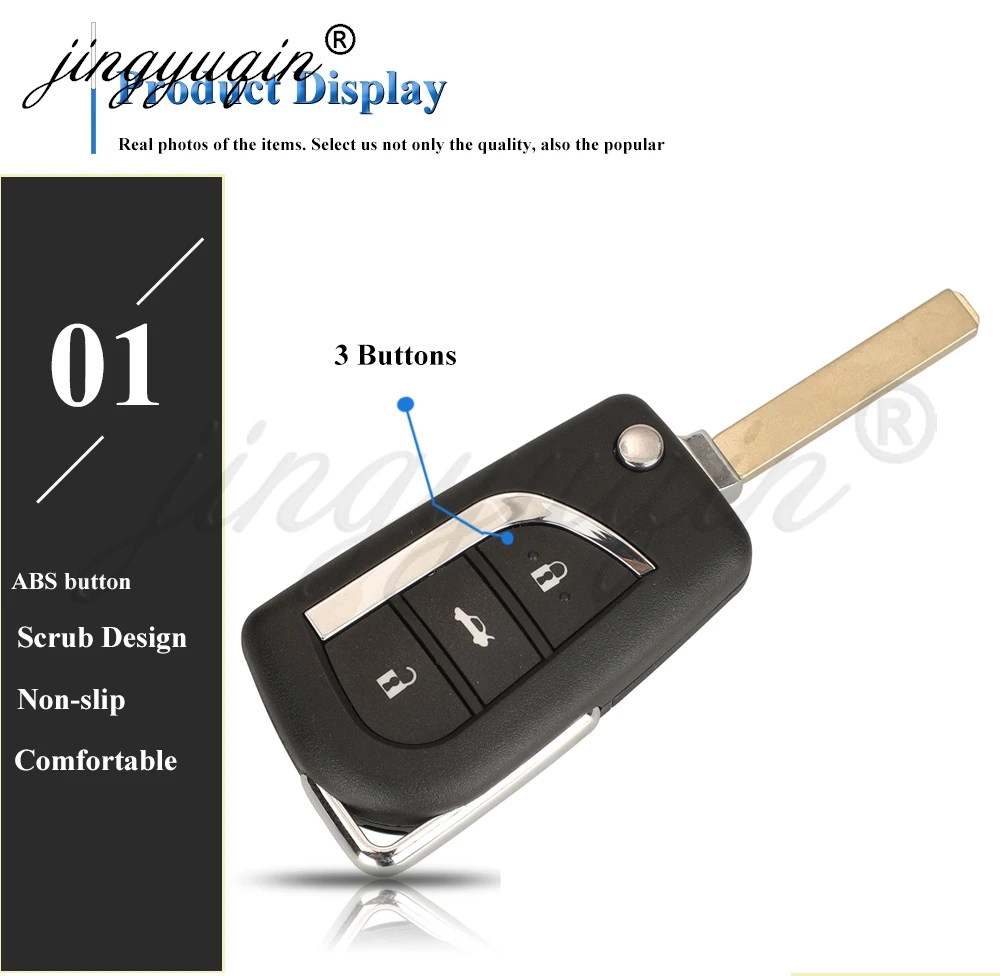 Jingyuqin VA2 Flip Remote Auto Schlüsselanhänger 433 MHz H-8A für Toyota Aygo Corolla Auris /G Chip fit Verso Avensis S 000048000 A03TAA – Detail 6