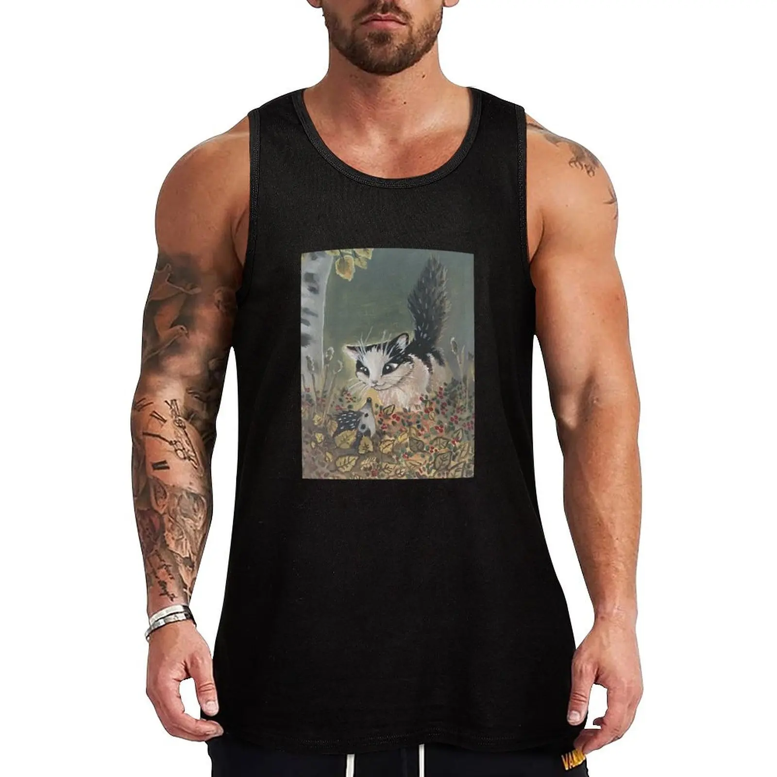 The Cat And The Hedgehog Painting Tank Top T-shirt for fitness mens designer clothes Sleeveless men