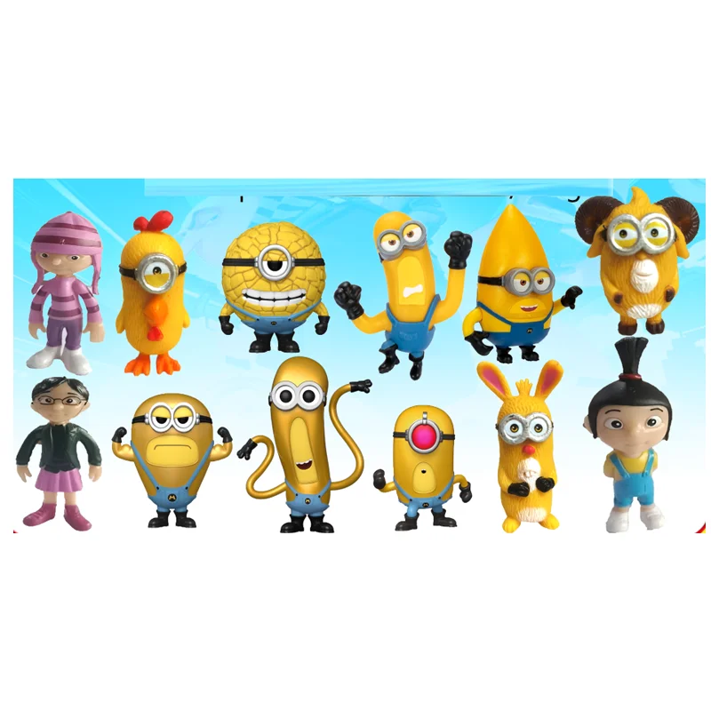 12Pcs/Set kawai Miniones Figurines Toys 3D Eye Despicable Miniones Action Figures Classic Toys Xmas Gifts for Children ﻿