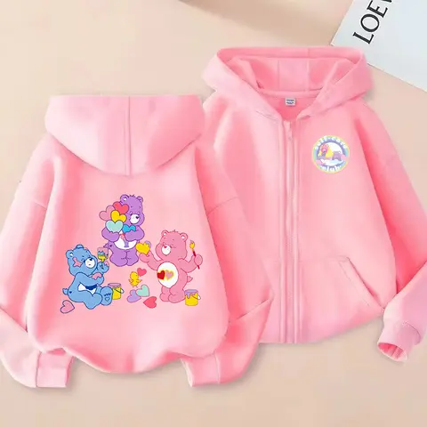 Care Bears Children's Cardigan Boy Girl Kawaii Cartoon Anime Top Jacket Spring Autumn Clothes Fashion Clothes Kid Clothing Gifts