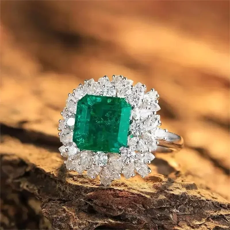 Pirmiana New 18k White Gold 4.88ct Lad Grown Emerald Dual-use Ring High Fine Jewelry for Women Party Gift