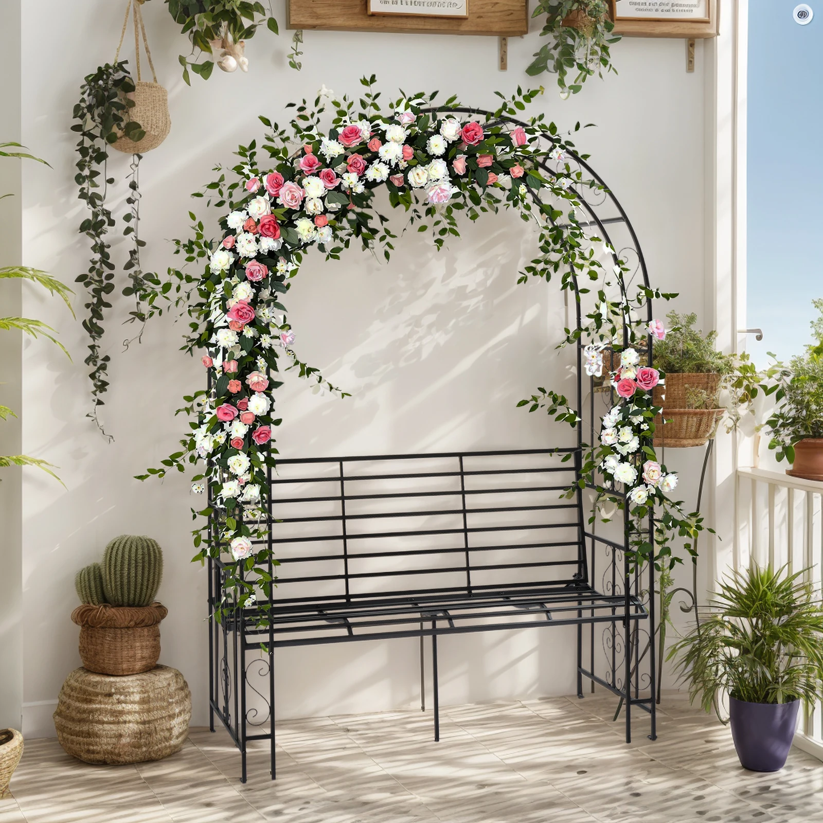 Grapevine Iron Arch Courtyard Black
