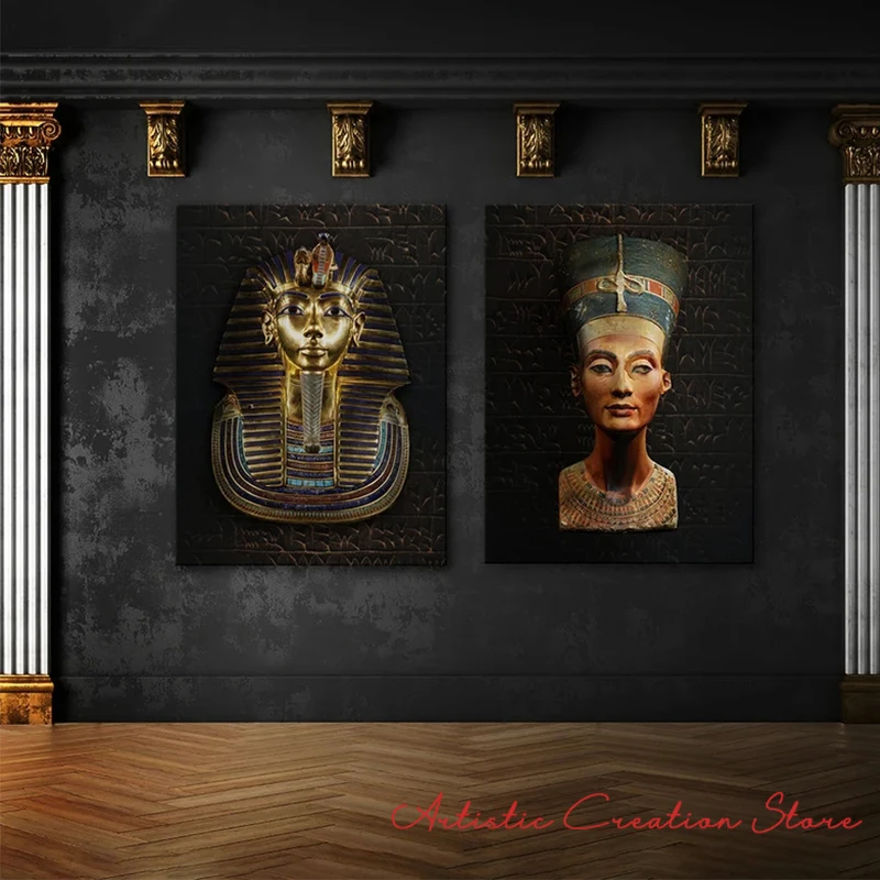 Golden Mask Ancient Egypt Pharaoh Tutankhamun Poster Art Canvas Painting Print Pictures Luxury Living Room Wall Art Home Decor