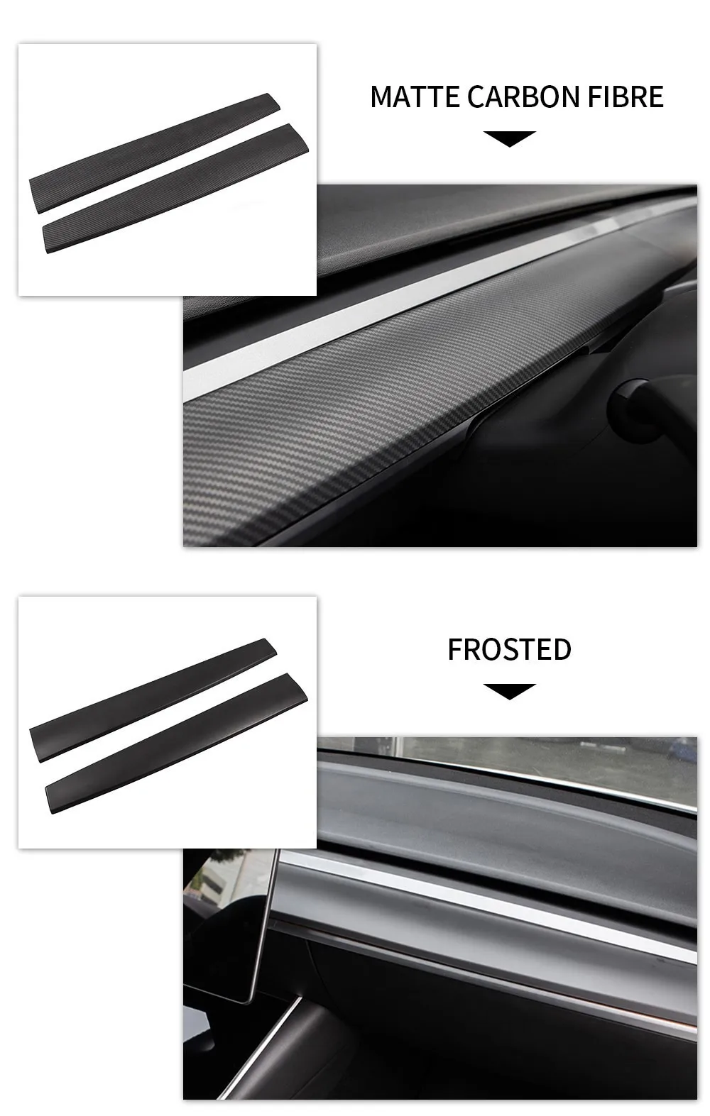 Heenvn Armaturenbrettabdeckung für Tesla Model 3 Y Carbonfaser ABS Tür-Armaturenbrett-Verkleidung Innenraumzubehör Aufkleber 2021-2024 Neu – Detail 4